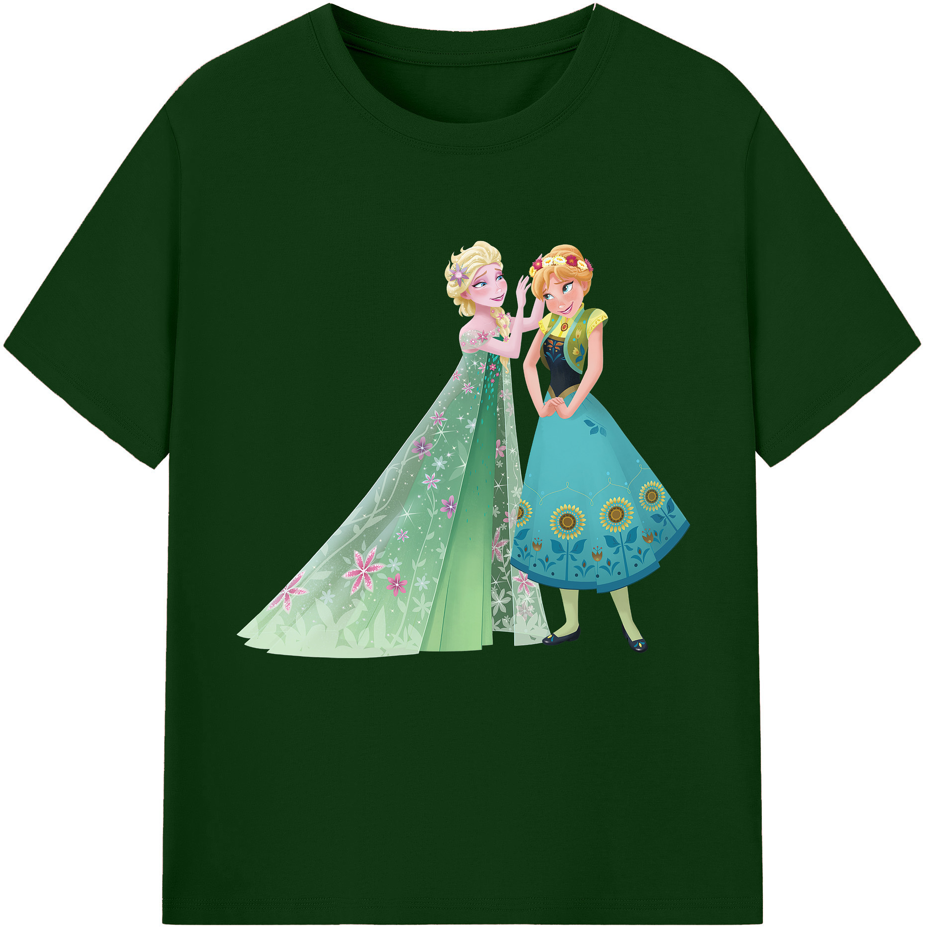 （画像用） アナと雪の女王 アンナ エルサ Frozen Anna Elsa 綿100％半袖Tシャツ（フロントプリント）